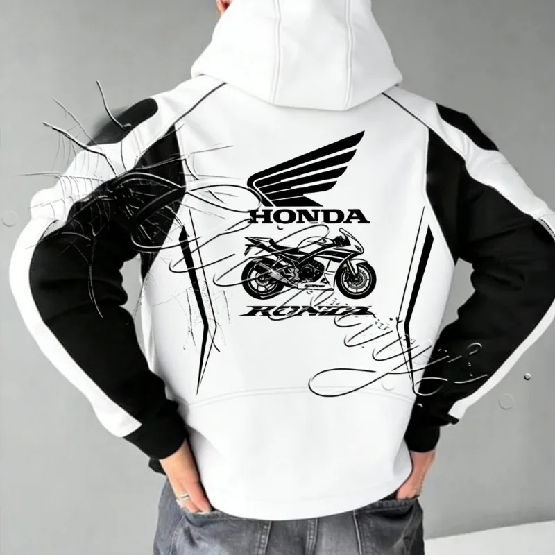

Новая осенне-зимняя модная толстовка Honda для активного отдыха и велоспорта, мужская, для любителей мотоциклов и бездорожья, трендовая, в стиле мото-костюма