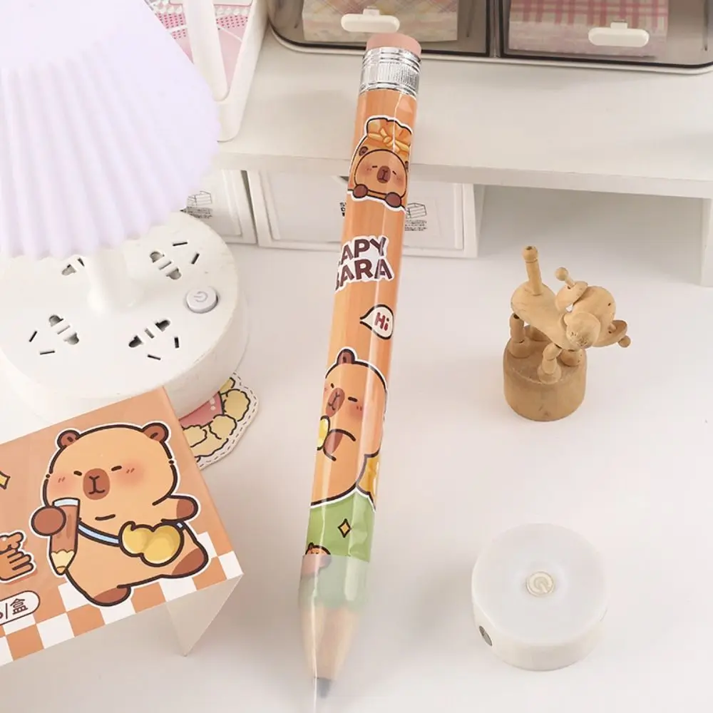 

New Capybara Giant Pencil Wooden with Eraser Large Pencil Smooth Cartoon Huge Pencil Students Stationery Supplies