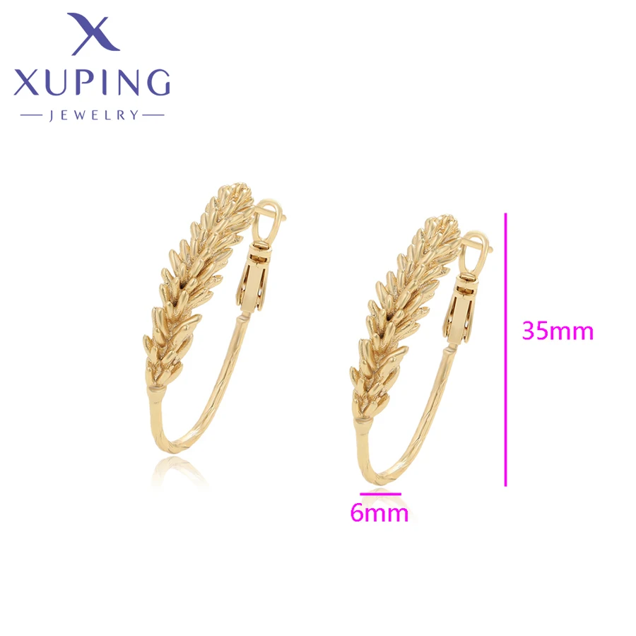 Xuping Jewelry Trendy New No Stone Charm Hoop Earrings Gold Color Earring for Women Jewellery Gift X000800572