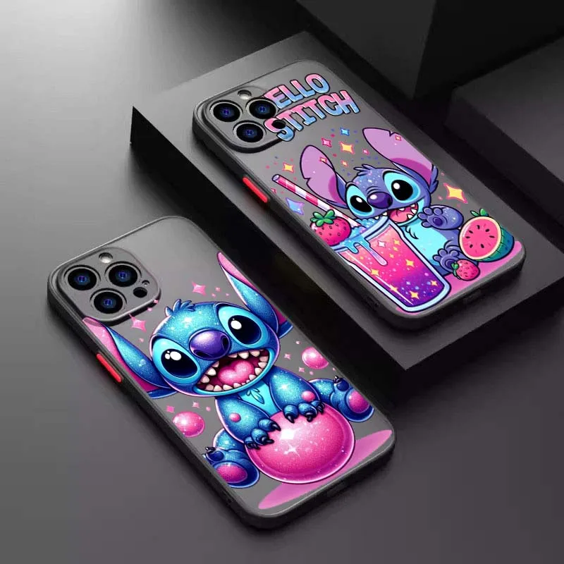 

Stitch Love Cute For Apple iPhone 16 15 14 13 12 11 XR XS X Pro Max Plus Mini Frosted Translucent Phone Case