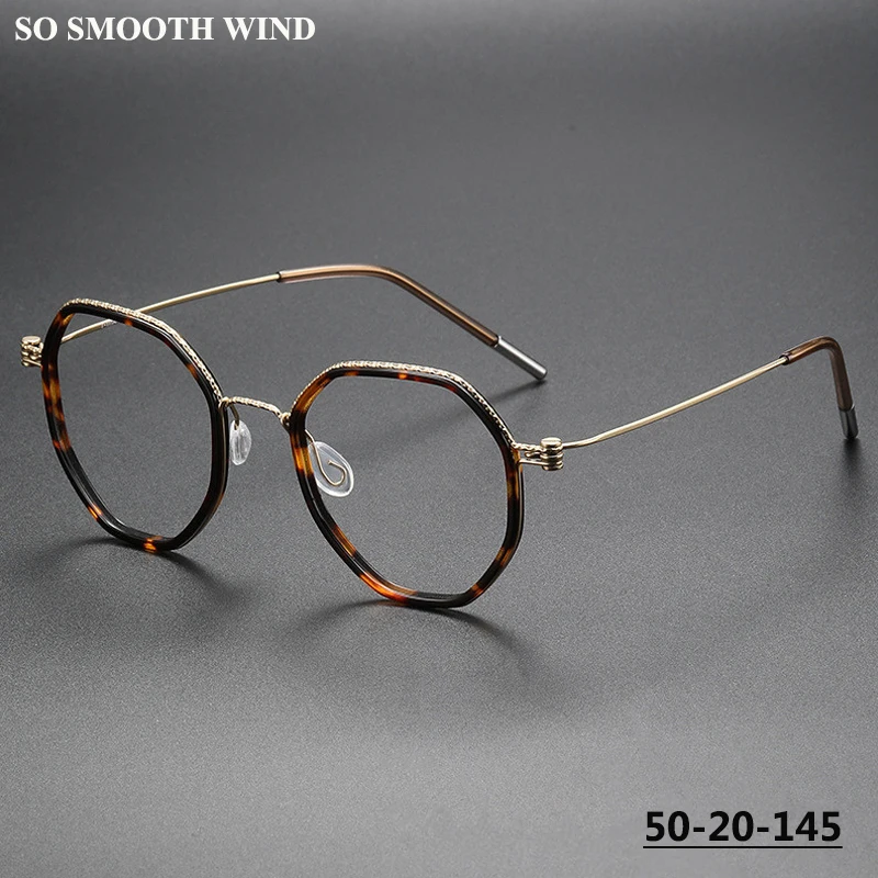 Pure Titanium Polygon Glasses Frame Men Screwless Retro Optical Prescription Eyeglasses Frames Women Myopia Eyewear Ultralight