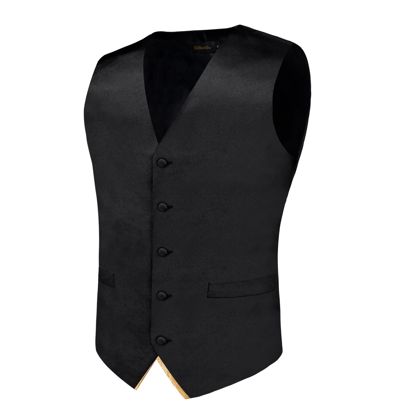 Chaleco clásico de color negro sólido para hombre, chaleco Formal de lujo con bolsillo para fiesta de boda, regalos cuadrados