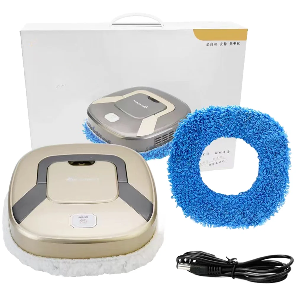 Floor Mop Robot for Home Use USB Charging 2400mAh Battery 90 Min Runtime Quiet 60dB Dry Wet Dual Cleaning Mode