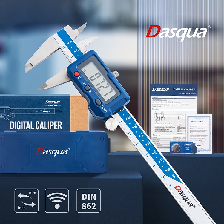Dasqua Stainless Steel 0-150mm 0-200mm 0-300mm 6 Inch 8 Inch 12 Inch High Precision Electronic Digital Vernier Caliper