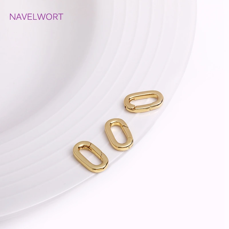 Trendy 18K Gold Plated Brass Heart/Oval Push Clasp Carabiner Spring Clasps For DIY Handmade Jewelry Making Accessories