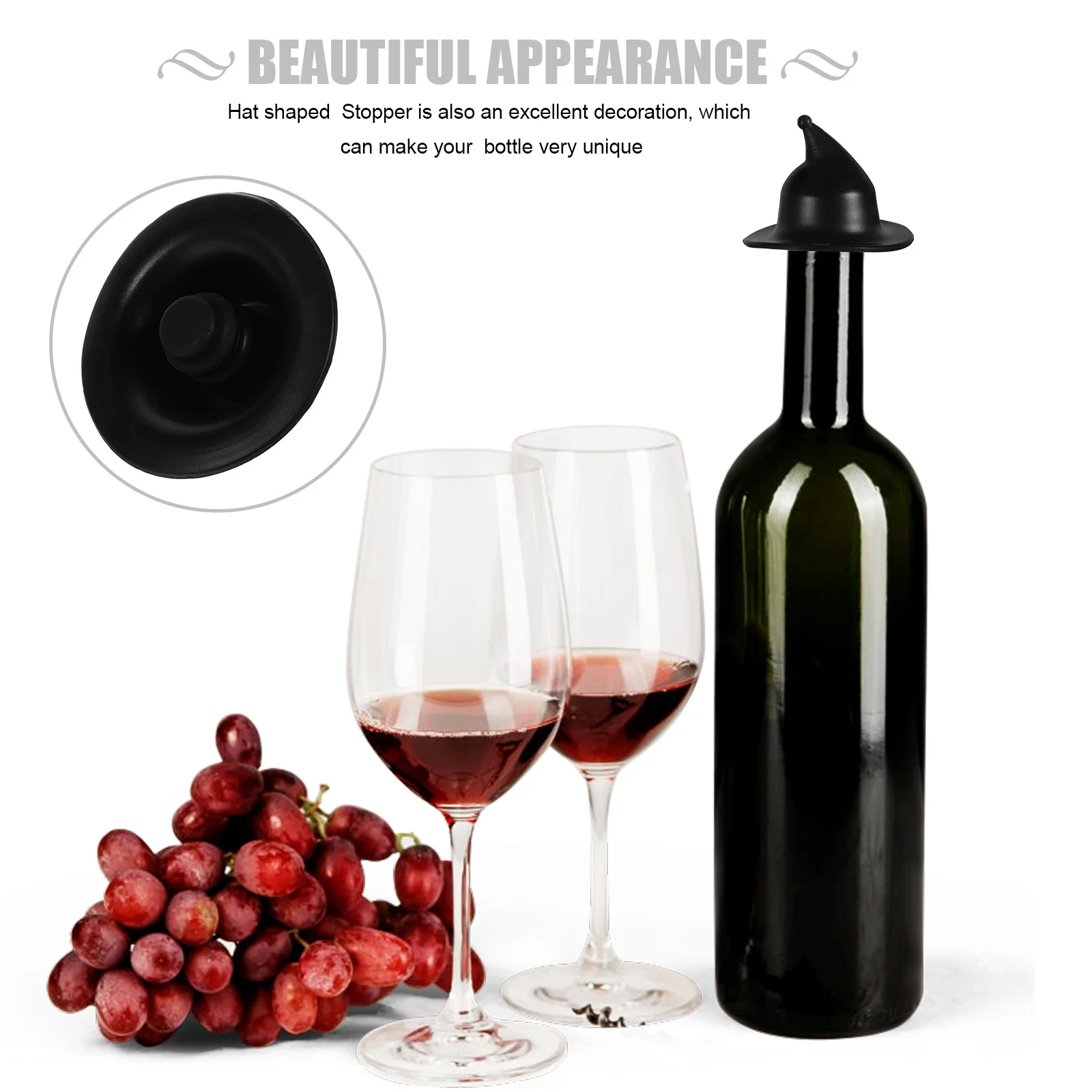 

4Pcs Silicone Witch Hat Bottle Stopper Red Wine Bottle Cap Reusable Airtight Seal for Wine Preservation Silicone Plug
