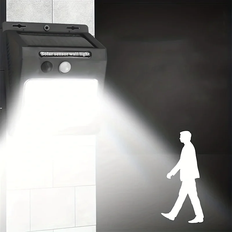 Solar-Powered Wall Light, Equipped with 96 LED Beads, Automatically Turns On via Sensing, Suitable for Outdoor, Garden, Garage
