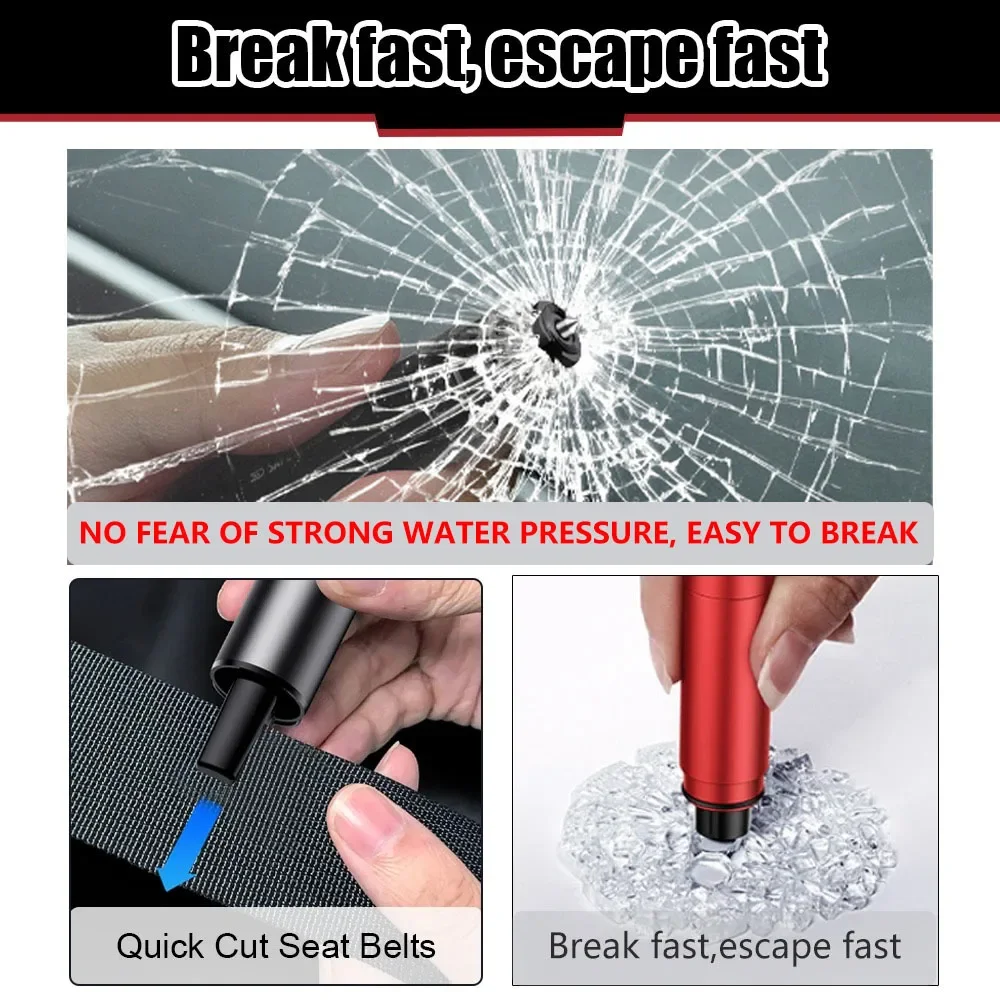 2 In 1 Car Safety Hammer Emergency Window Glass Breaker Cut Seat Belt High Hardness Tungsten Steel Rescue Tool Auto Accessories view 2
