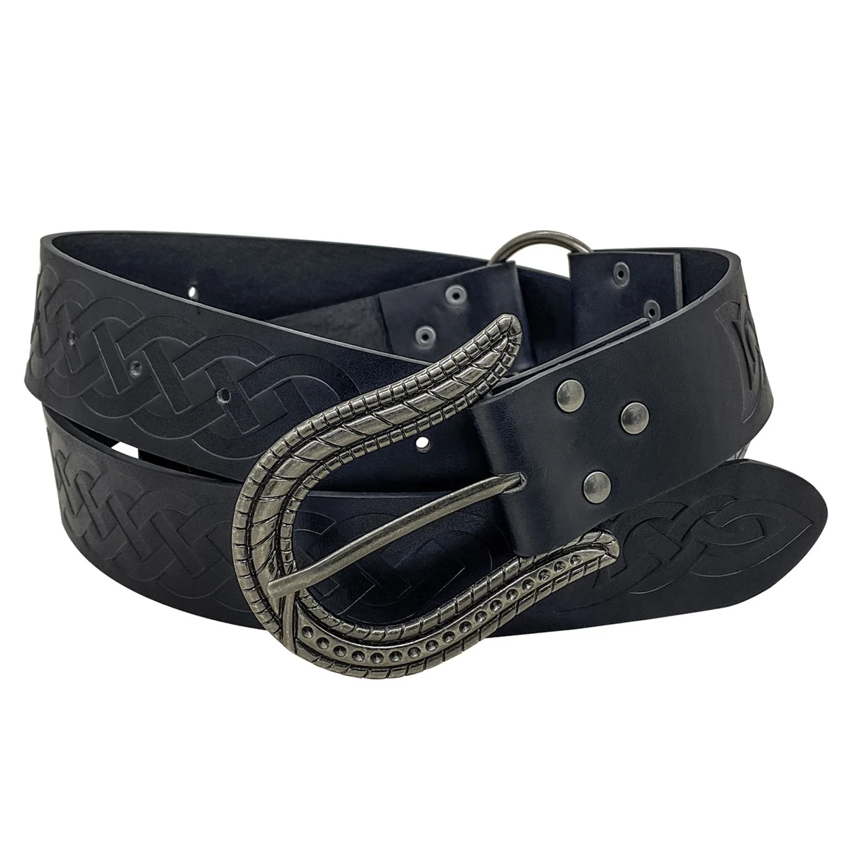 

Nordic Embossed Buckle Belt,Retro Medieval Faux Leather Belt for LARP Cosplay Costume,