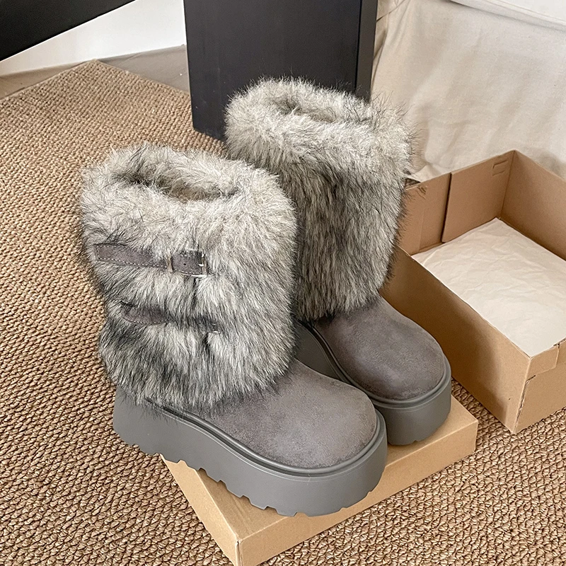 Hochwertige Schneestiefel für Damen, Neuer Stil 2026, Winterliche Wadenlange Warme Baumwollschuhe