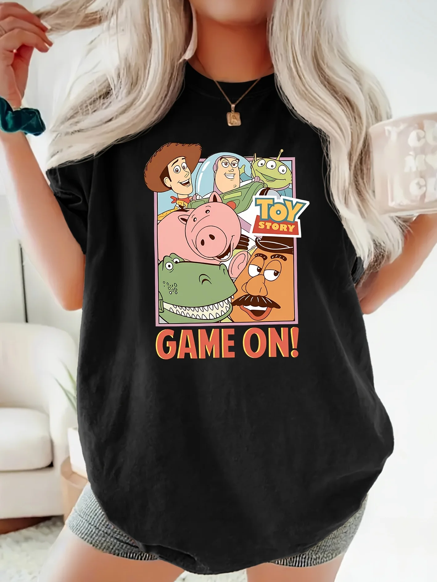 لعبة ديزني توي ستوري وودي، باز لايت يير، كائن فضائي، هام، ريكس، سلينكي دوج آند مستر. تي شيرت برسومات رأس البطاطس - كاجوال عتيق #1