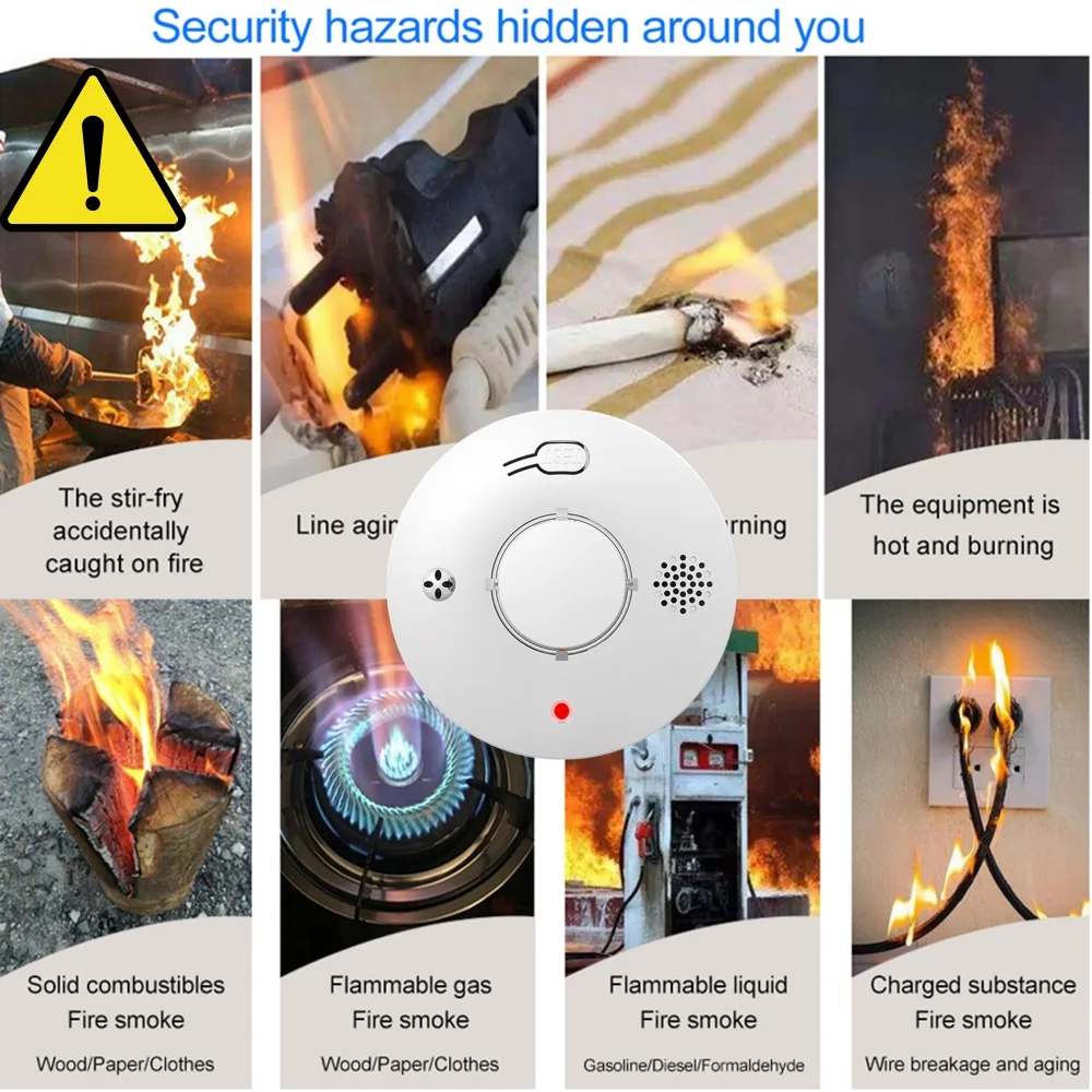 كهروضوئية 360 ° إنذار الدخان - كاشف حريق عالي الحساسية لغرفة النوم والمطبخ والممر والمكتب والبطارية غير متضمنة #6