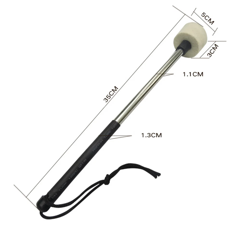 

Drum Hammer Stick Wool Felt Mallet Drumstick Drumsticks Stainless Steel Handle Snare