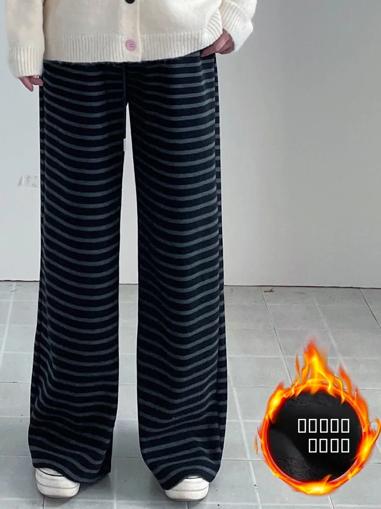 

Брюки прямого кроя с подкладкой для полных женщин, широкие брюки свободного кроя для женщин с фигурами «груша», зимние