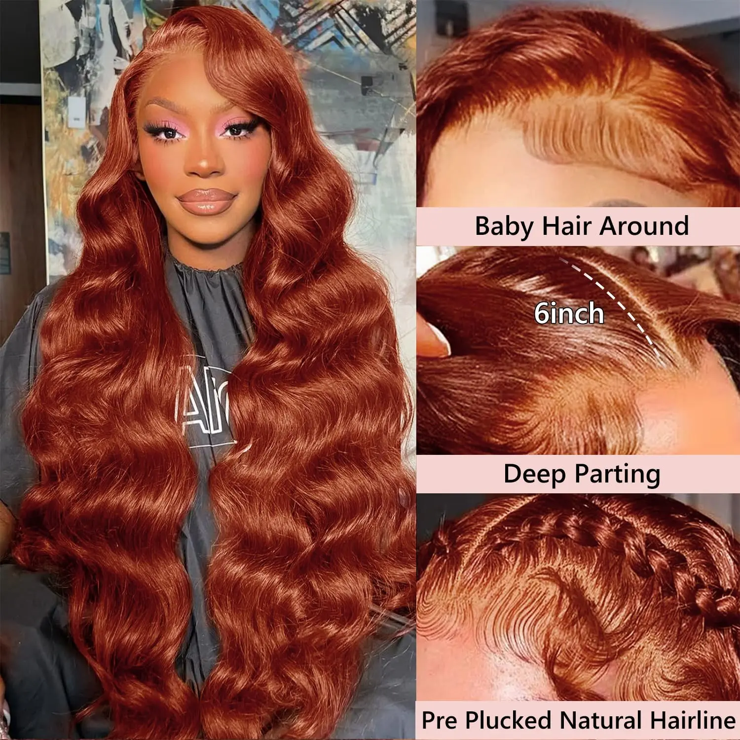 13x4 marrom avermelhado perucas dianteiras do laço nós descorados do cabelo humano para as mulheres onda do corpo cobre vermelho perucas frontais do cabelo humano pré arrancadas