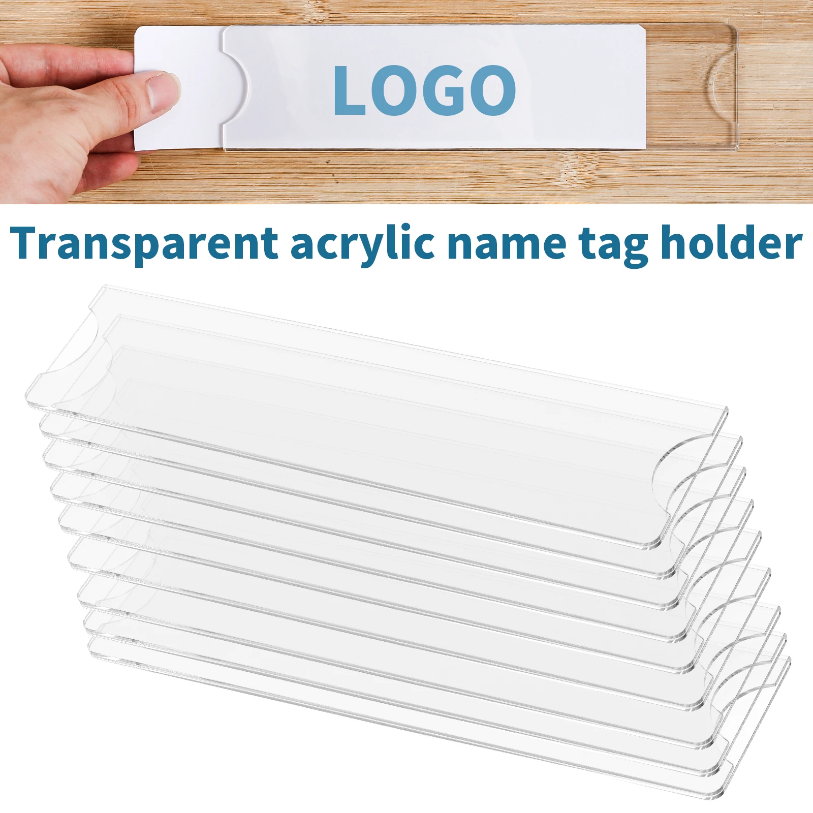 Acrylic Nameplate Holder Clear Name Plate Holder with Double Sided Adhesive Tape Wall Name Plate Holder Nameplate Holder