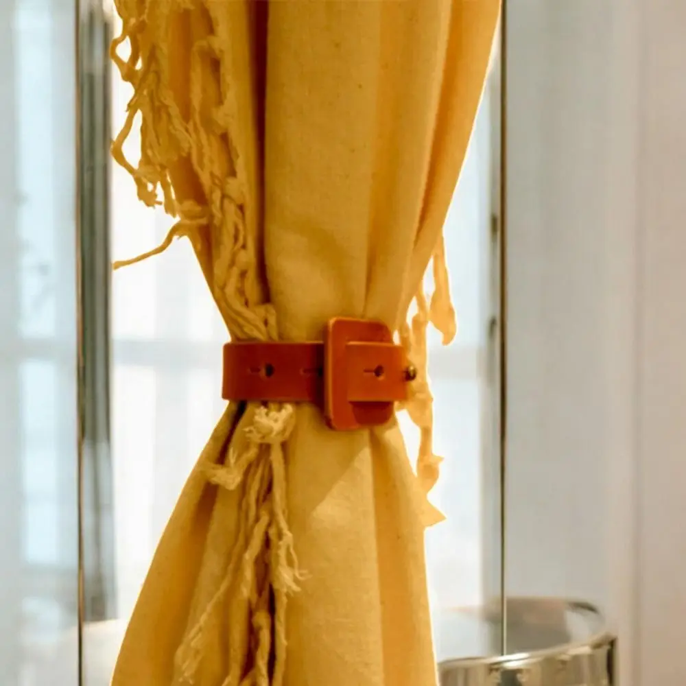 PU Leather Curtain Tie Back Buckle Solid Color Decoration Curtain Tie Strap Adjustable Curtains Accessories Curtains Fixing Tool