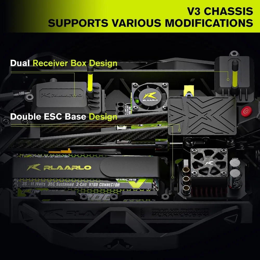 HOME.1/10 سيارات الانجراف RC من ألياف الكربون بدون فرش للبالغين مع الدوران، سيارة رالي RC سريعة بحد أقصى 50 ميل في الساعة