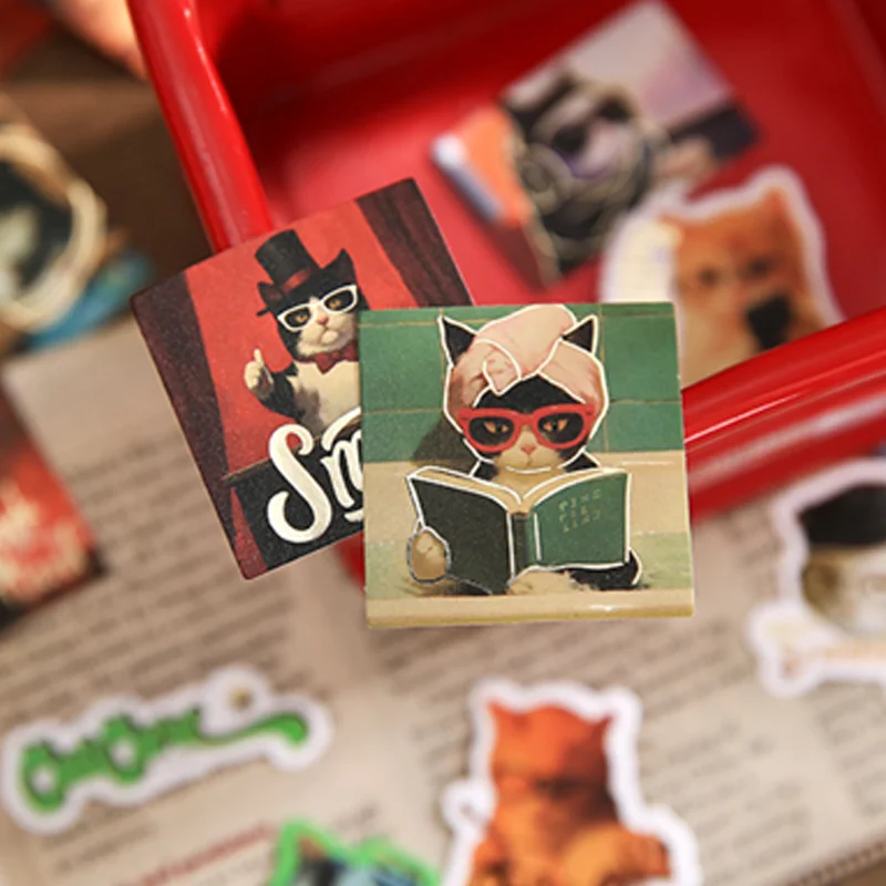 

Mr. Paper Animal Sticker Pack 120 sheets/pack Cat's Comfortable Life Silhouette PET Sticker Home Handbook DIY Phone Accessories