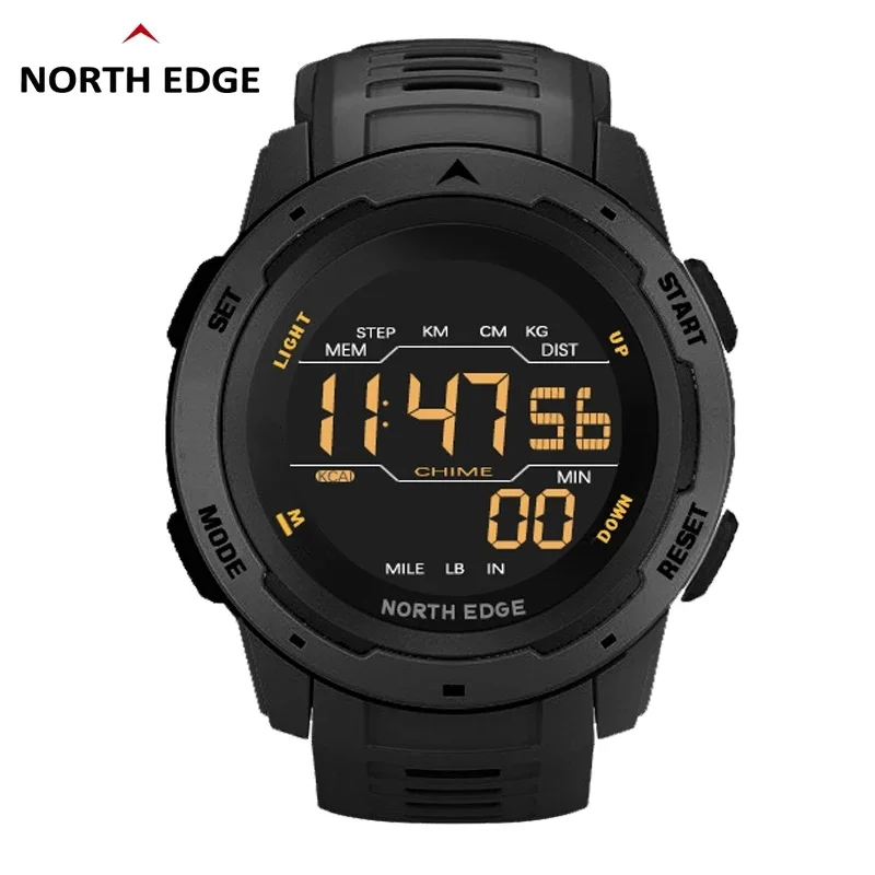 NORTH EDGE New Mens Digital Watch Women Sportswatch Dual Time Running Pedometer Countdown Waterproof 50m Alarm Military Clock