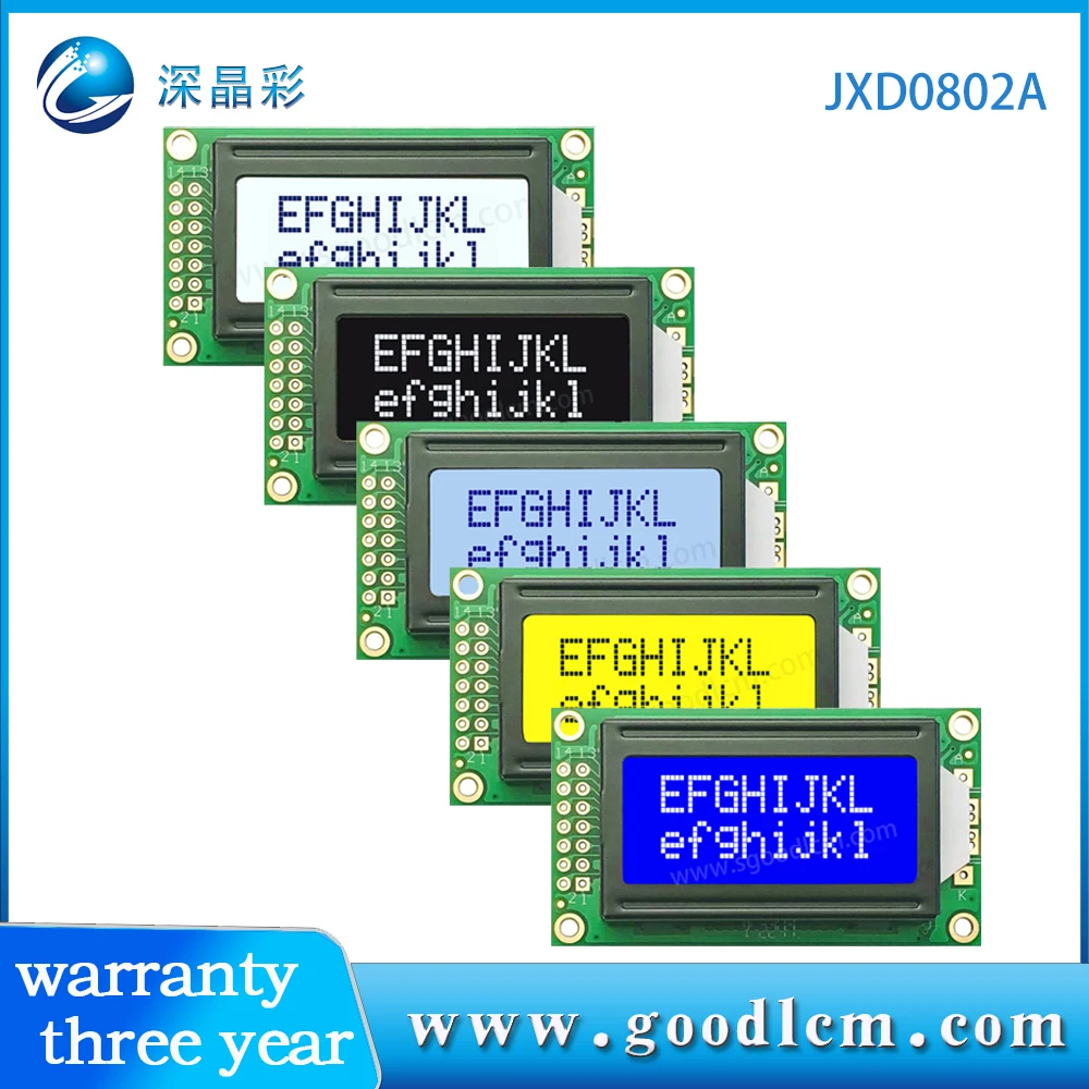 

0802a 2X8 lcd display hd44780d or AIP31066 controller 08 * 02 LCD module Multiple modes and 5V or 3.3V power supply FSTN white