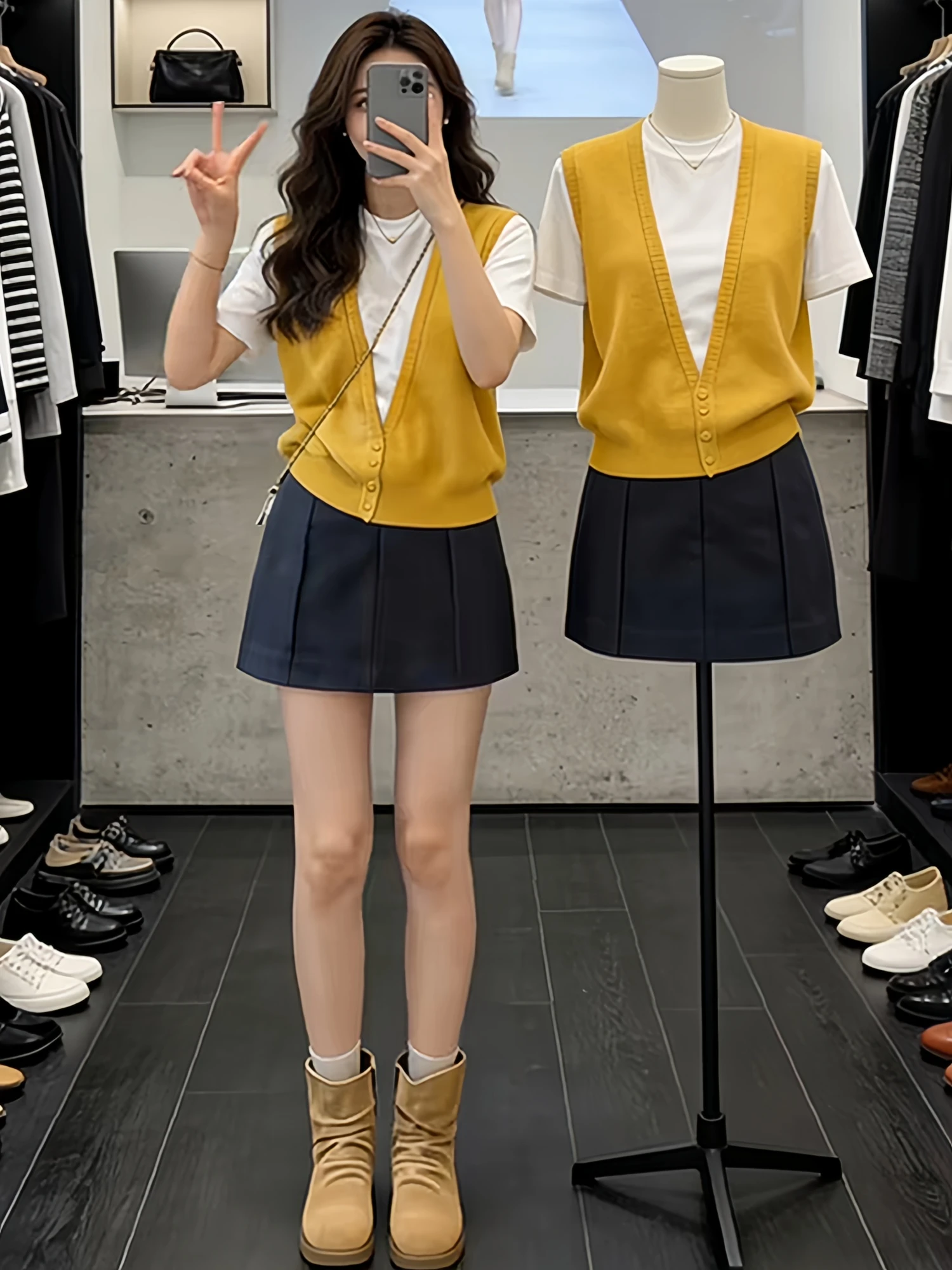 

Women's Summer Casual High Waist Short Sleeve Knitted Top And Skirt Set Breathable Comfortable Fashionable Two-Piece Outfit