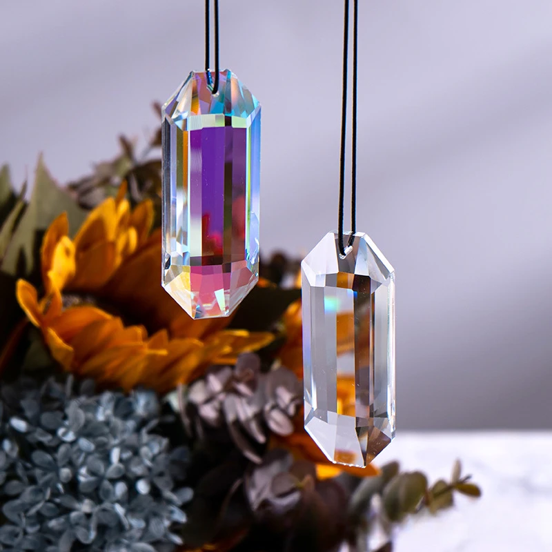 

5Pcs Crystal 75mm 2Color Prisms Hanging Drop Pendant Suncatcher Rainbow Maker For Window Chandelier Parts DIY Home Wedding Decor