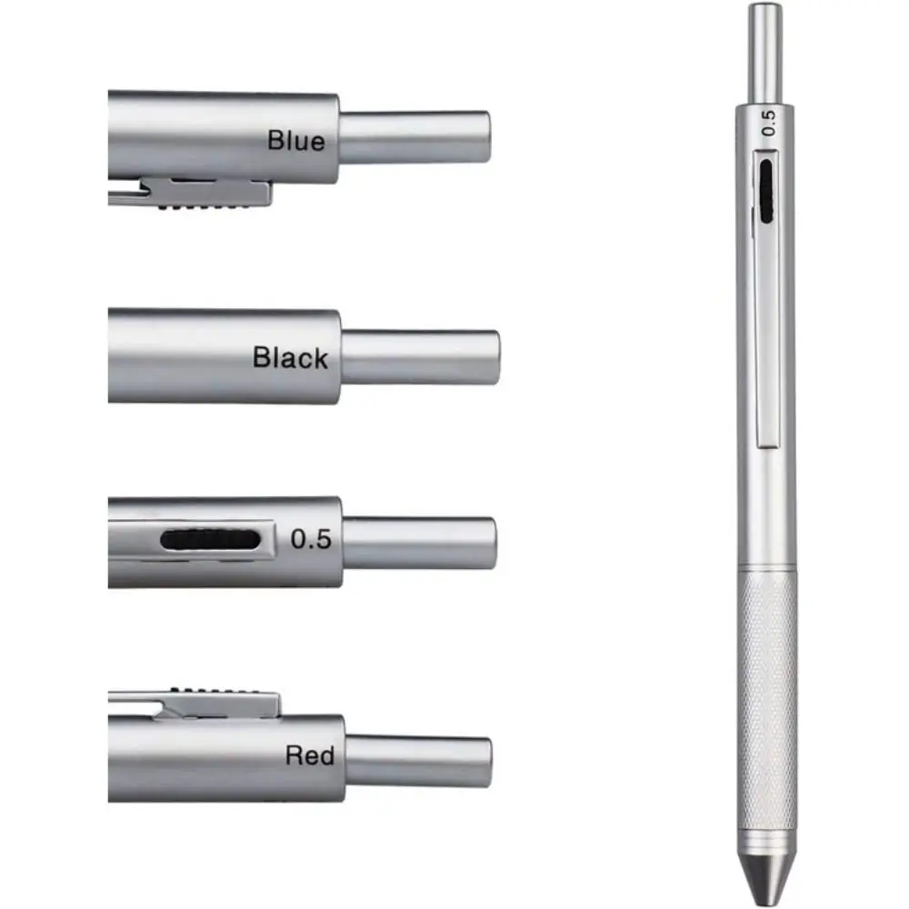 Creative 3 Colors Ink Gravity Sensing Pen Press Type Metal Mechanical Pencil 4 in 1 Multi-Function Pen Student Gift