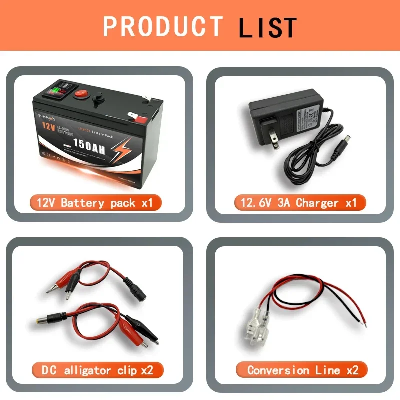 Lithium 12V 150Ah LiFePO4 Deep 4000+ Cycles Battery Rechargeable Battery for Lighting,Power Wheels ,Solar/Wind Power,Small UPS