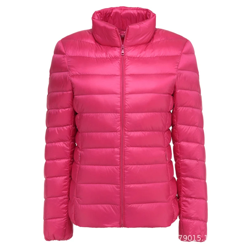 Chaqueta ultraligera de invierno con plumón de pato blanco para mujer, abrigo ligero con cuello levantado para mujer 6XL 7XL 8XL para niñas 2024 Z1