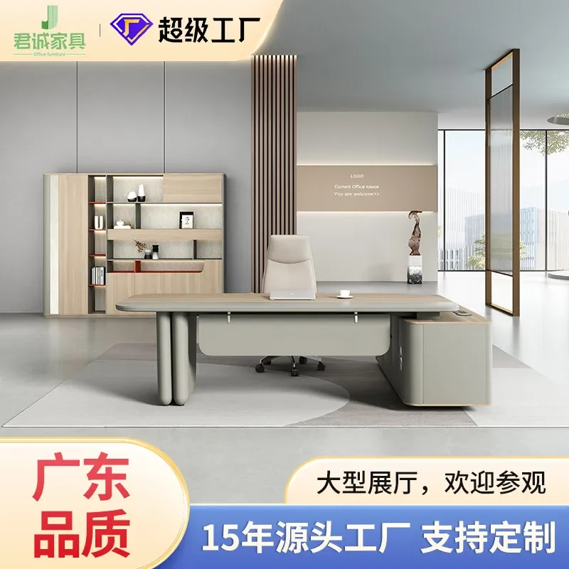 for Guangdong High Quality Office Furniture Boss Table Manager President Desk and Chair Combination Large Class Table High