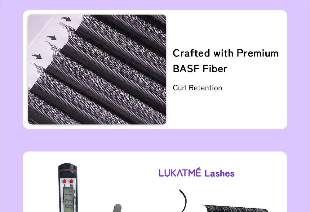 LUKATME 4D W Wimpern C/D Curl 8-15mm Vorgefertigte Volumen 4D Wimpernverlängerung W-Form 4D Fächer BASF Faux Mink Wimpern – Detail 9