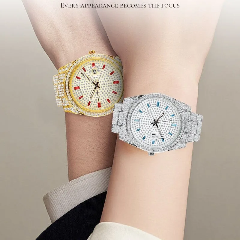 Luxuriöse, hochwertige, luxuriöse, modische High-End-Diamant-Quarzuhr, Business-Uhr für Männer und Frauen zum Zusammenhalten