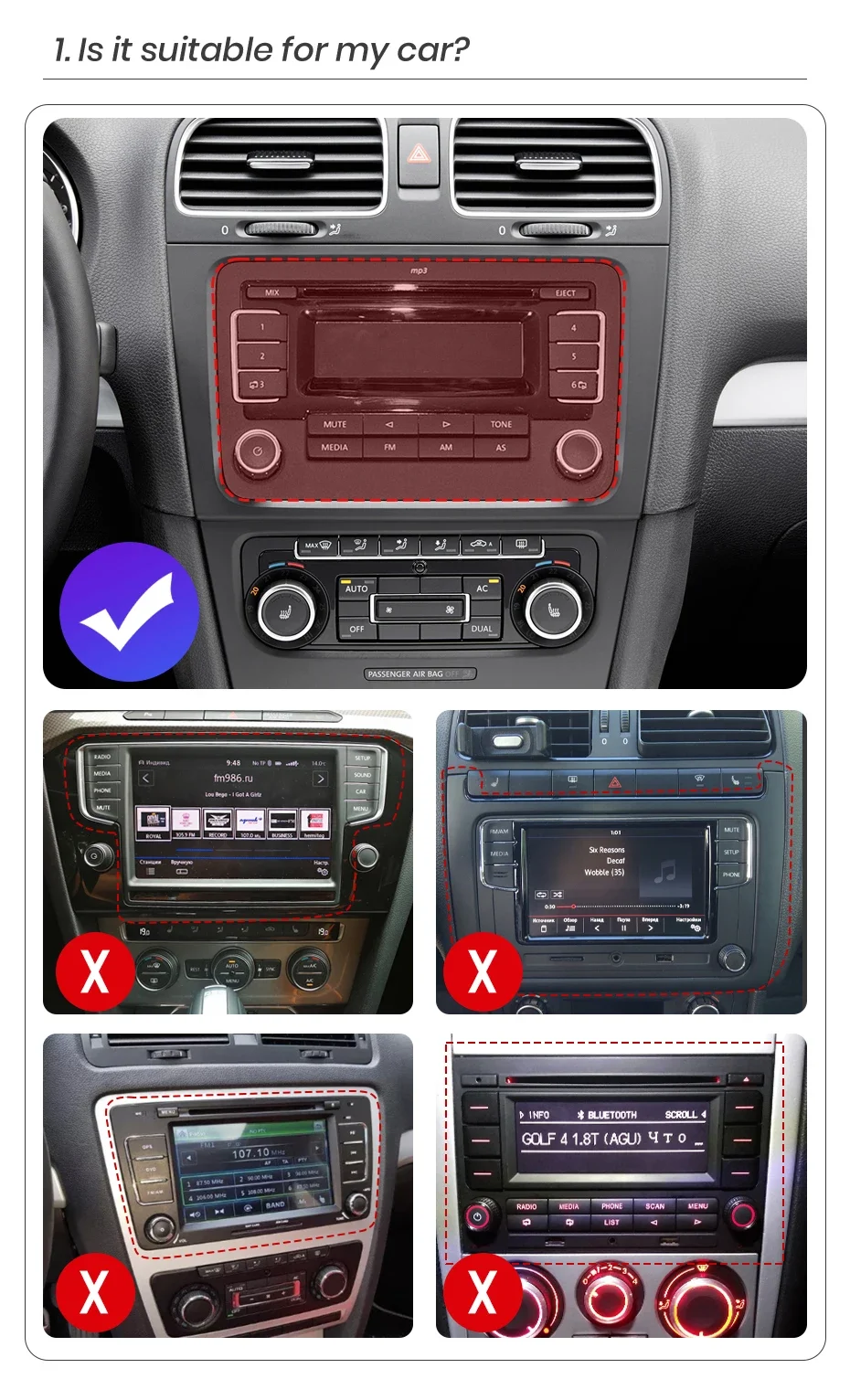 Junsun 7 "Wireless Carplay Android Auto Auto Radio für VW Passat B6 B7 T5 Tiguan Touran GOLF 6 POLO Stereo GPS Multimedia Player – Detail 2