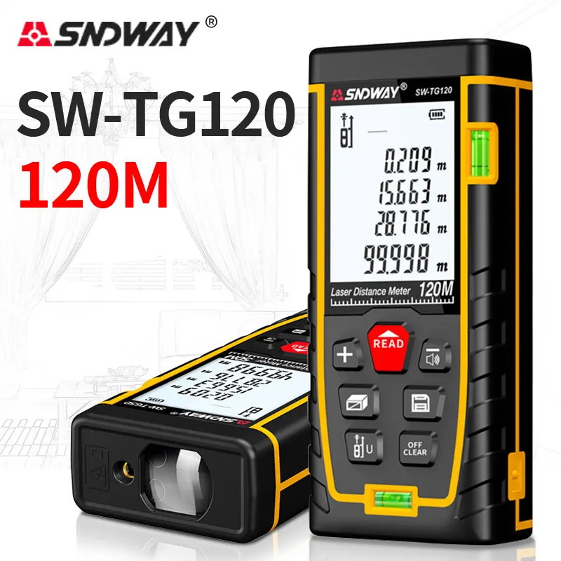 

SNDWAY Laser Rangefinder High Precision Laser Distance Meter Measuring Tape Roulette Trena Metro Double Level Construction Tools