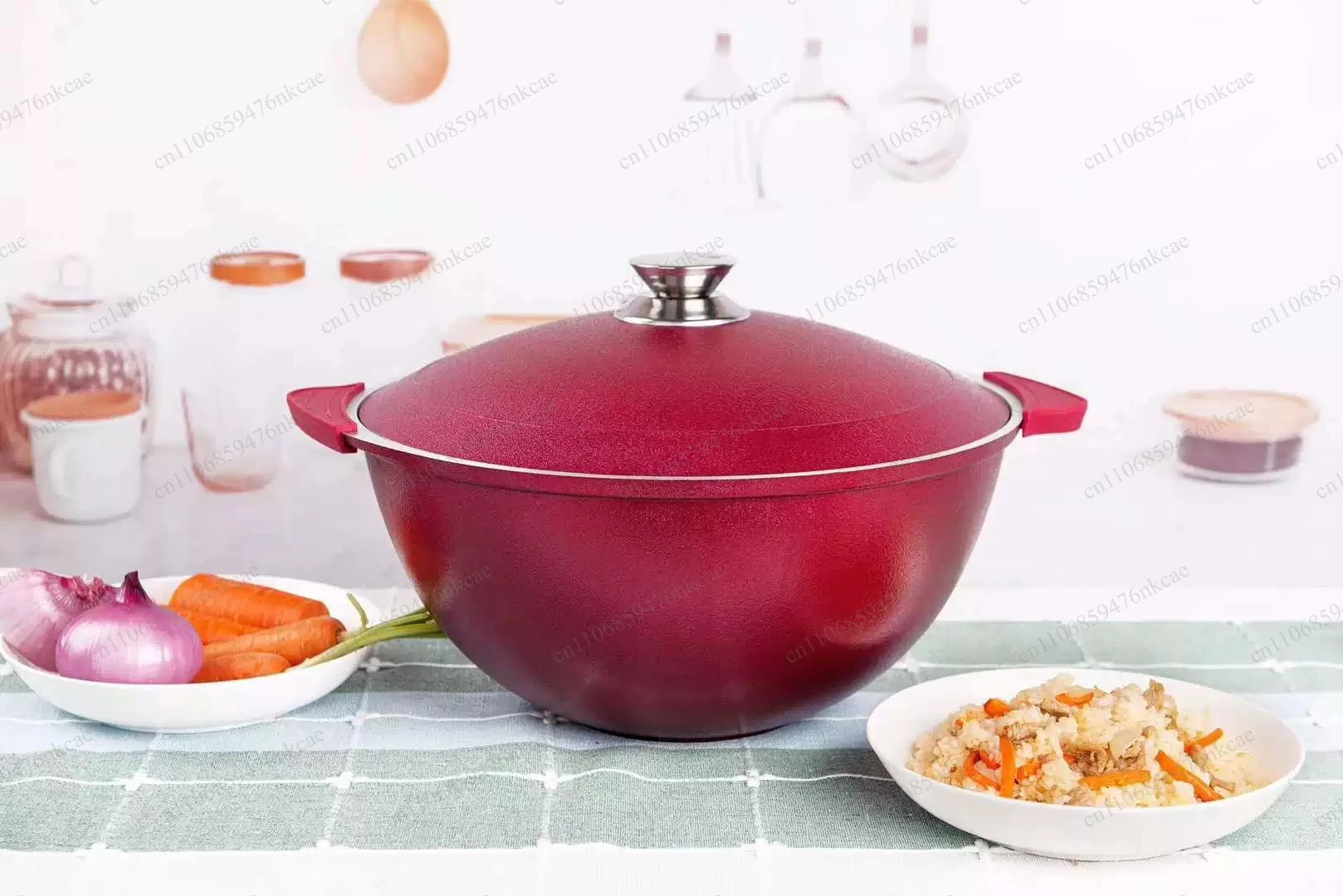 Stewed meat non stick pan, thick aluminum glutinous rice pot, black and red