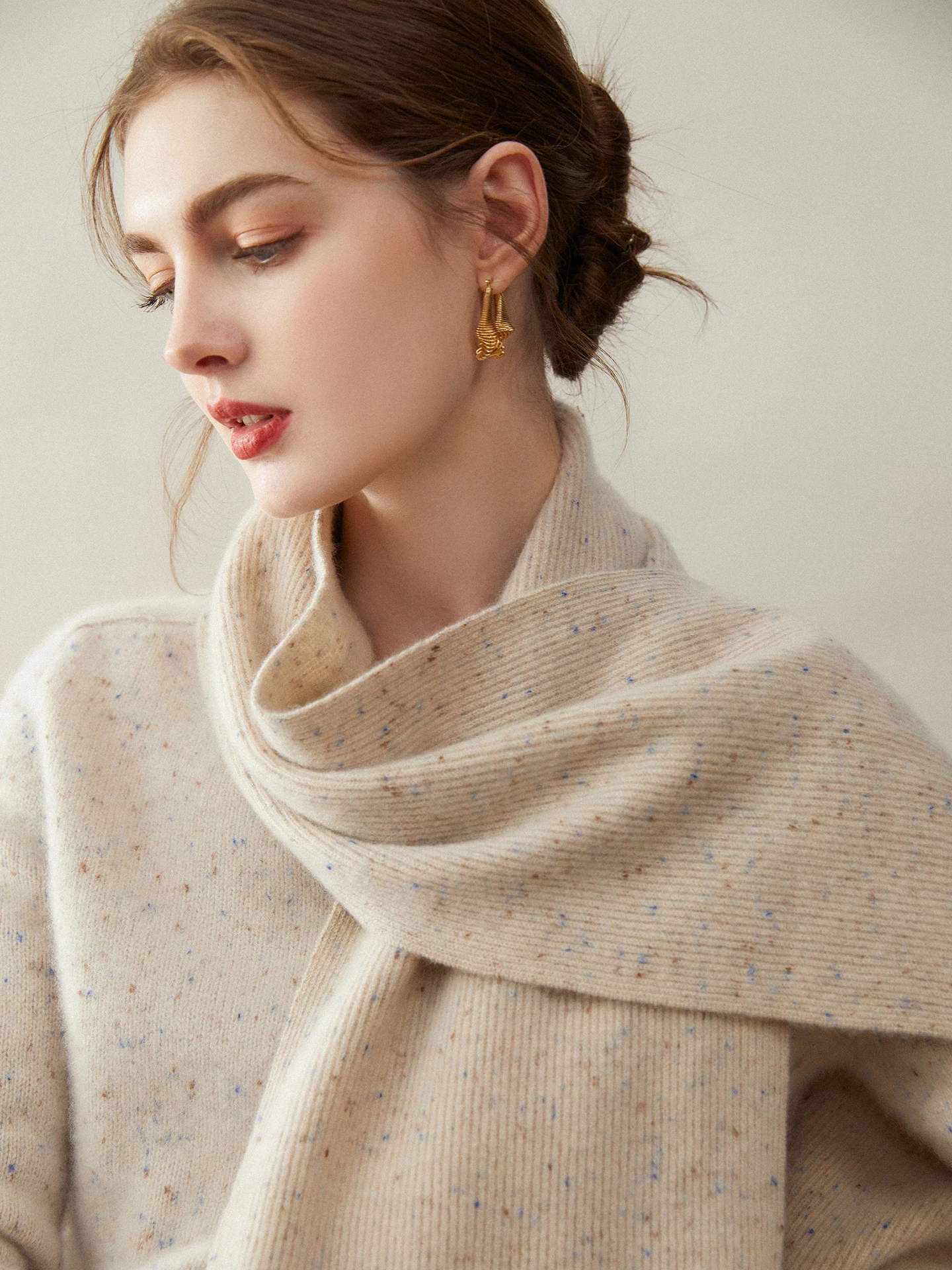 Autumn Winter Women's High Quality Temperament Warm Soft Scarf Casual Elegant Grace Comfort 100% Cashmere Knitwear Luxury Style