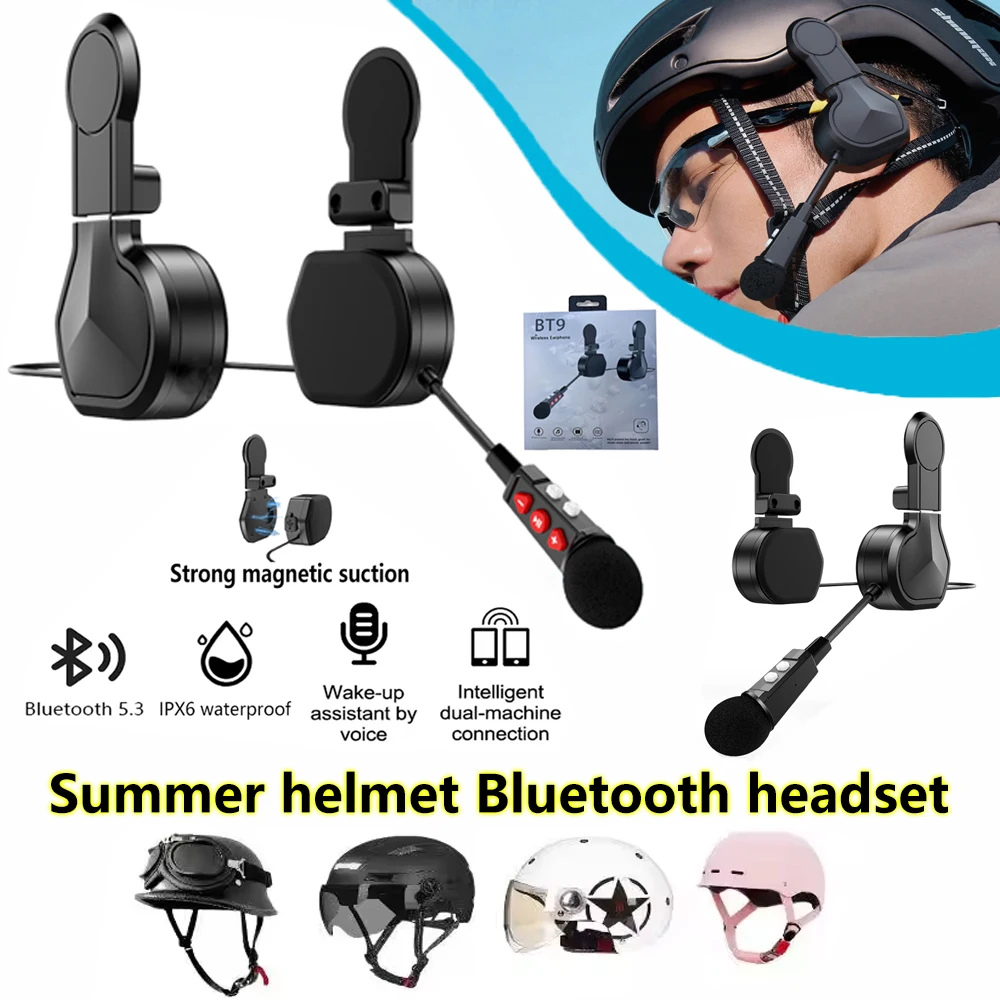 

Мотоциклетная Bluetooth-гарнитура для шлема с двойными ушками, 1000 мАч, 5,3 байт, водонепроницаемая, для звонков, бесплатный вызов, музыкальный плеер, гарнитура для полушлема