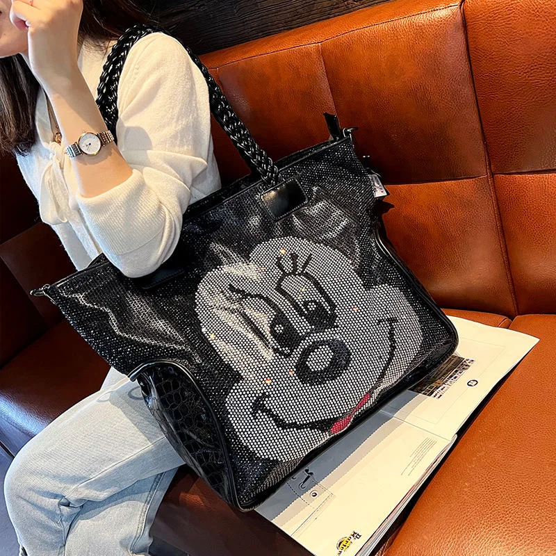 Disney Sequins Mickey  Multifunction shoulder Bag Outdoor Shopping Handbag Girlfriend gift