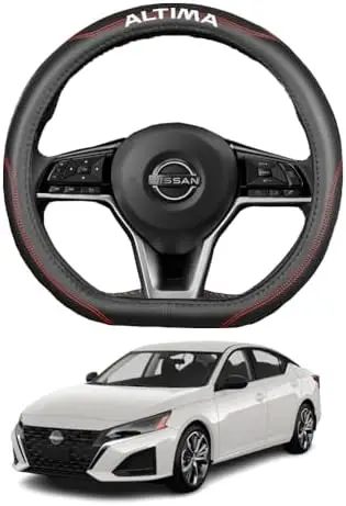 

Kakash Altima Steering Wheel Cover 2019-2026 Red Stitch Faux Leather Non-Slip Racing Style