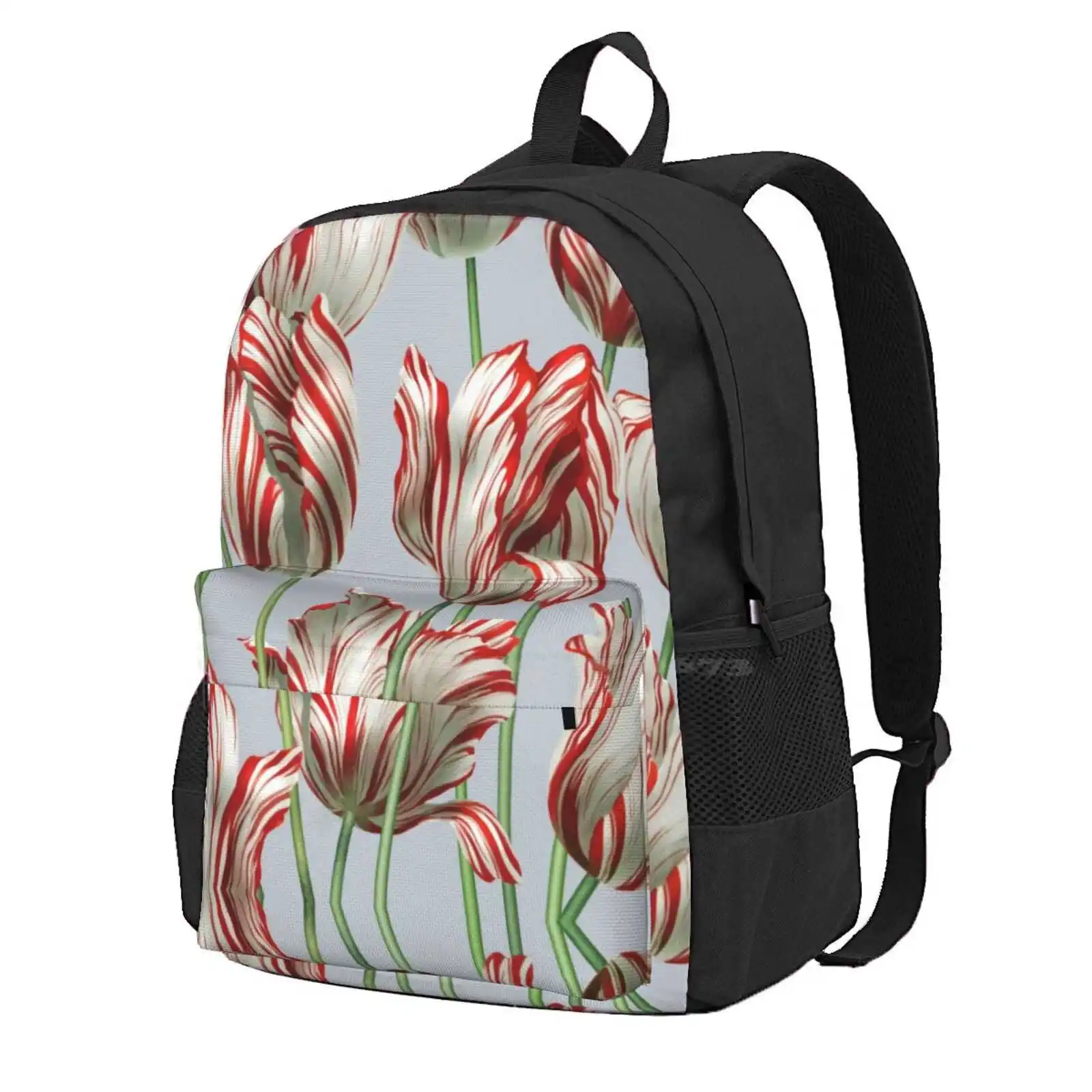 Tulipomania - The Semper Augustus Hot Sale Schoolbag Backpack Fashion Bags Flower Floral Tulip Semper Augustus Red White