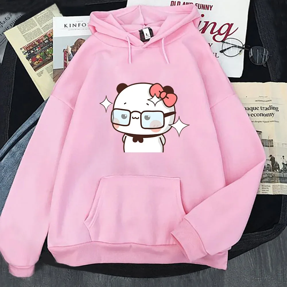 لطيف BuBu في DuDu نظارات هوديس للنساء Kawaii الباندا الدب بلوزات الخريف الشتاء البلوفرات الرجال عادية Y2k سوداديراس