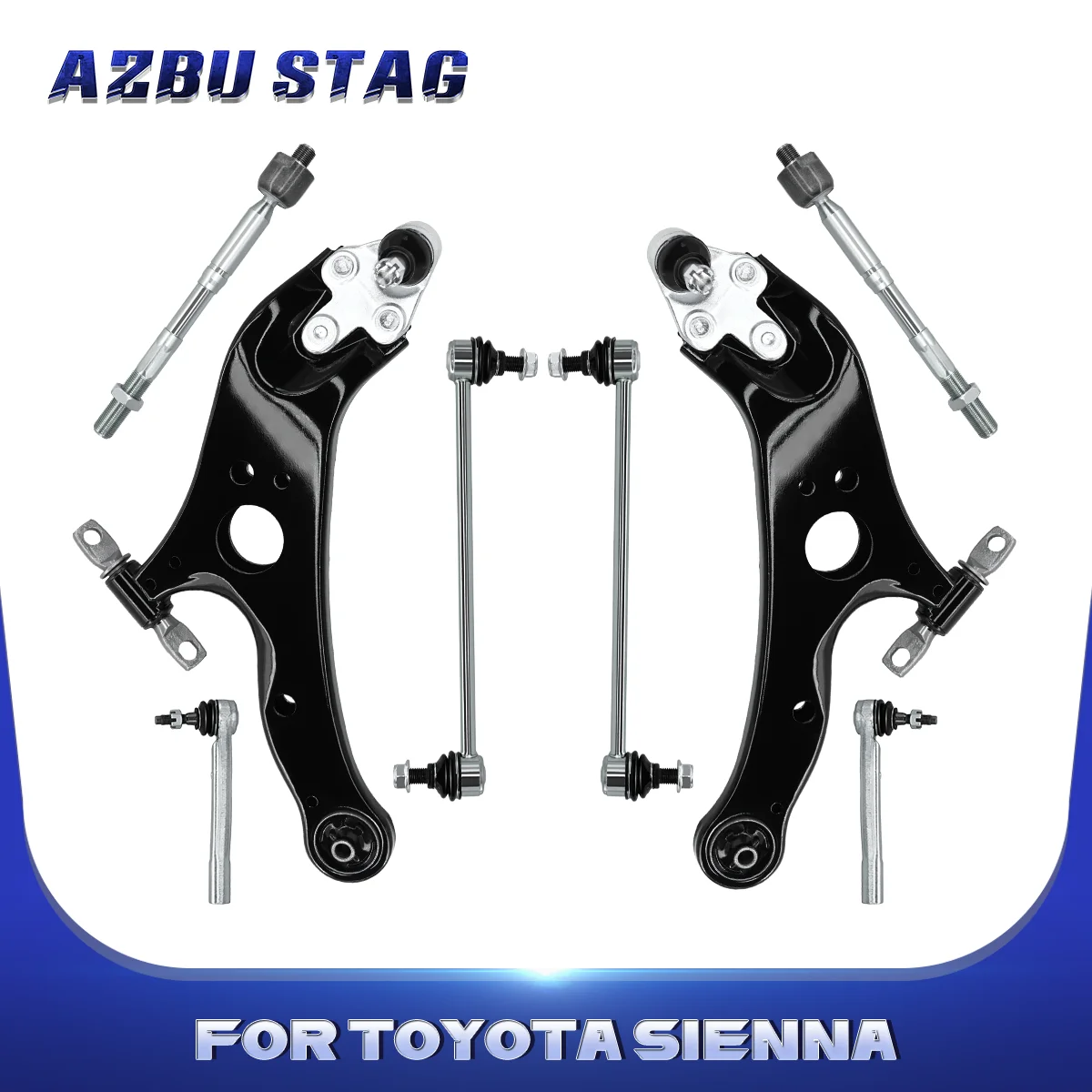 

AzbuStag 8Pcs Front Lower Control Arm Sway Bar Link Tie Rod Suspension Kit for TOYOTA SIENNA 2011-2018 4546009210