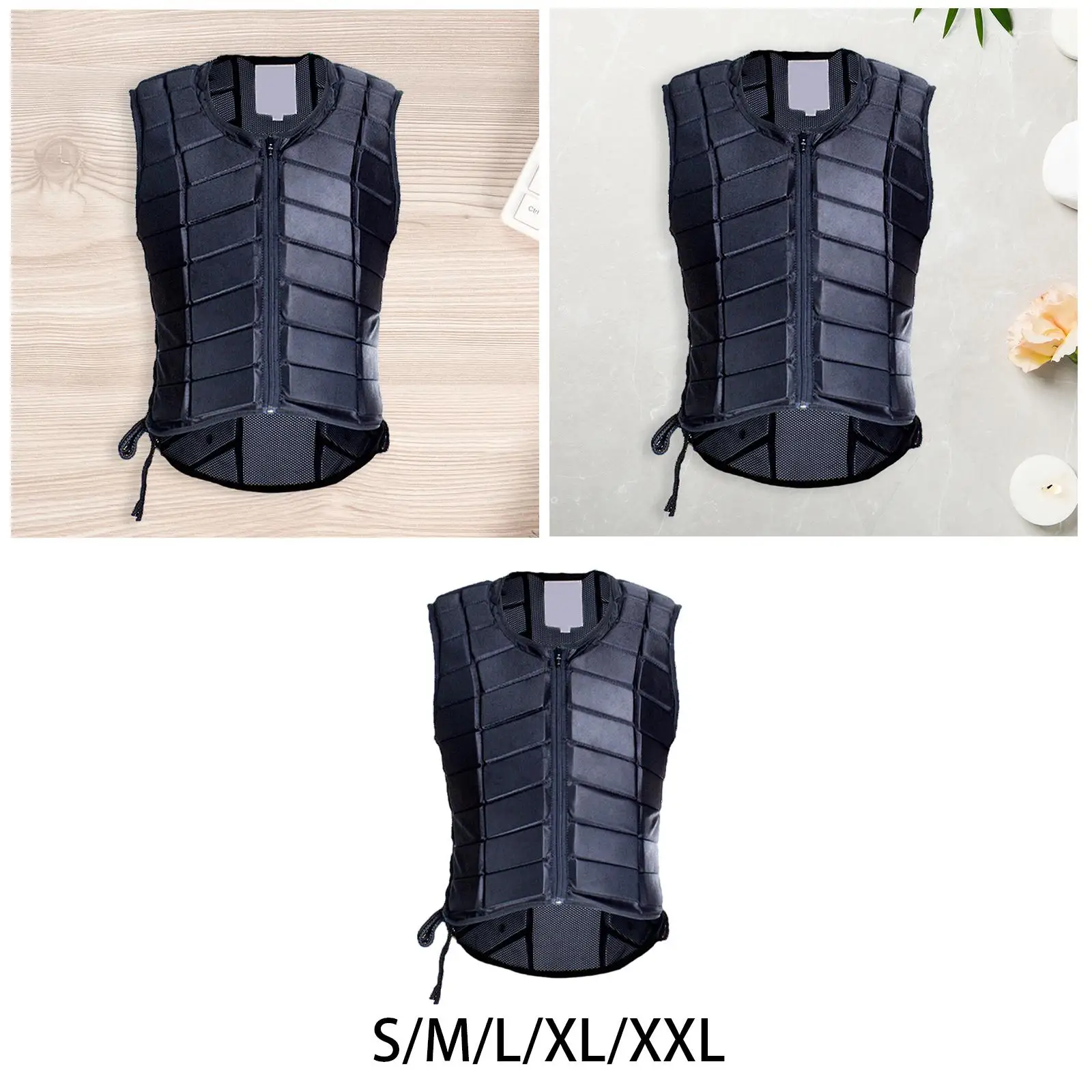 เสื้อกั๊กขี่ม้าผู้ใหญ่สีดํา Body Protector ระบายอากาศเบาะซิปสบาย