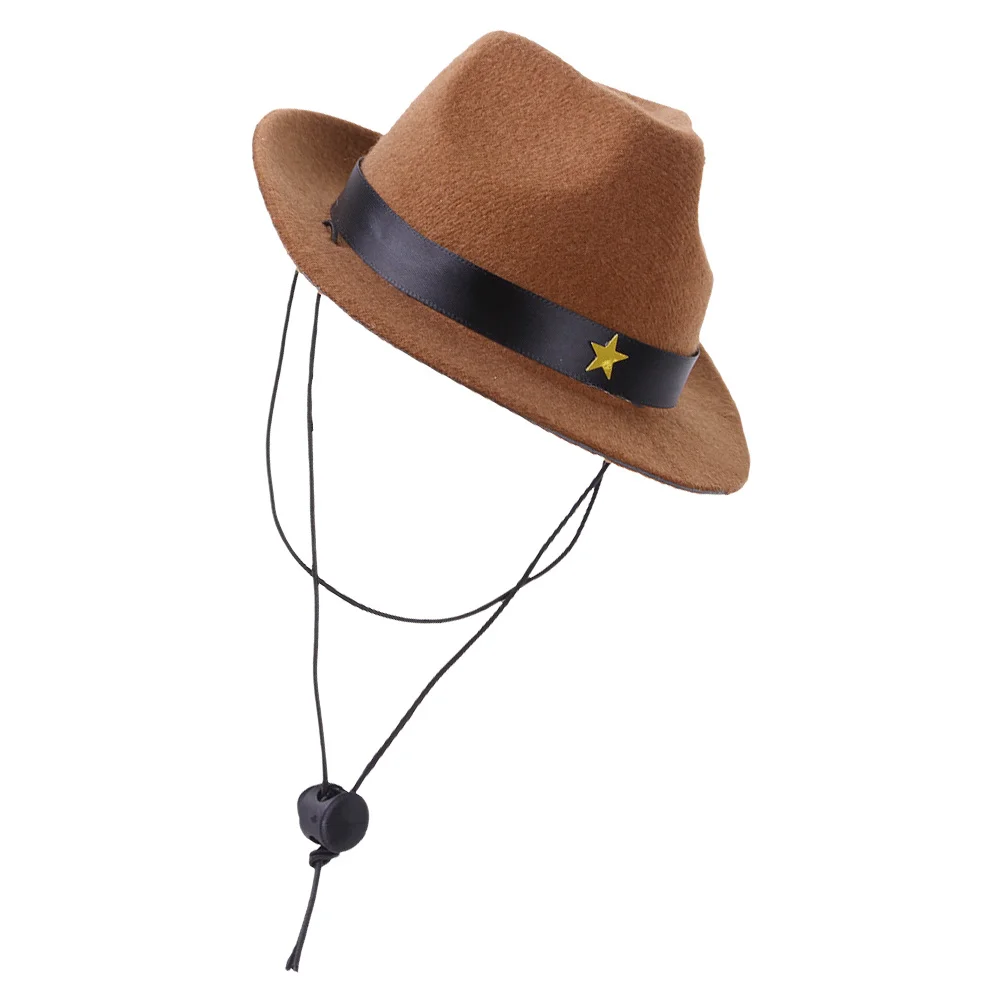 

Pet Cowboy Hat With Star Polyester Adjustable Dog Cat Hat For Parties Carnival Cosplay Festival Wear-Resistant Decorative