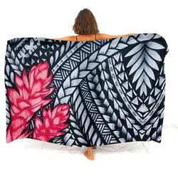 Summer Polynesian Ladies Sarong Custom Vintage Tattoo Floral Print Sarong Seaside Temperament Scarf Beach Swimsuit Sarong Coat