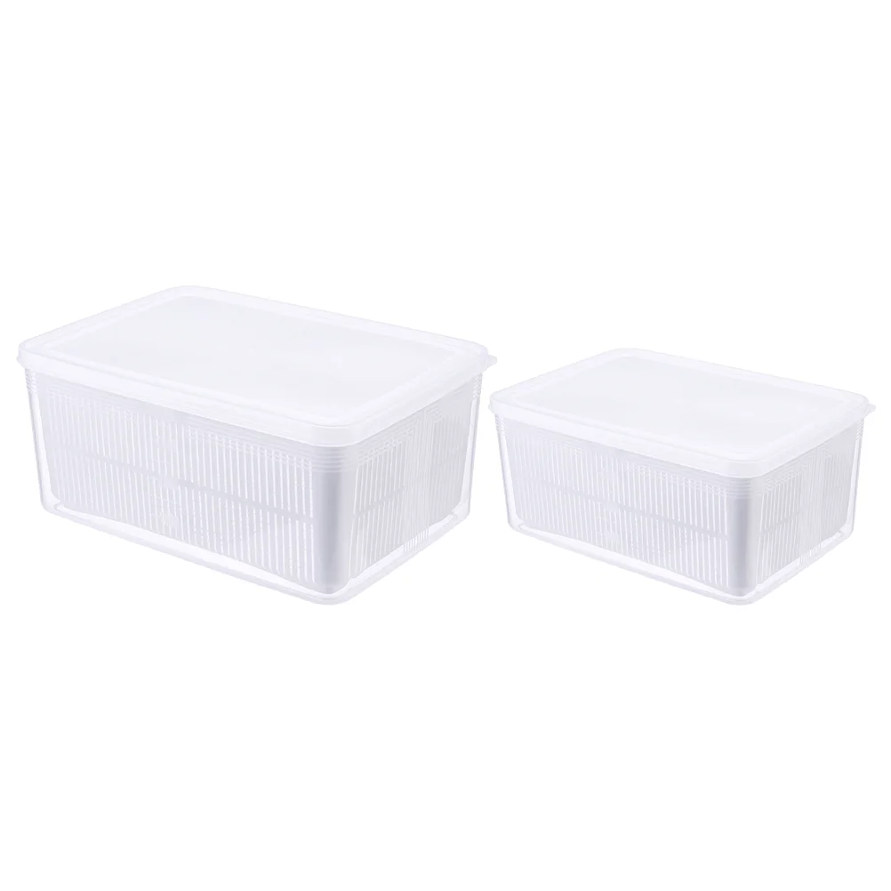 

2 Pcs Crisper Kitchen Gadgets Freezer Organizer Bins Food Drain Container Storage Draining