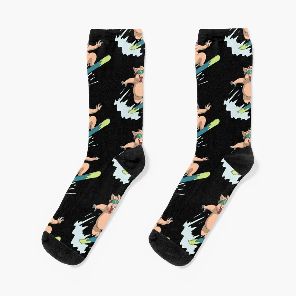 Pig on snowboard when jumping Socks men cotton high quality new in's summer designer brand Socks Men Women's