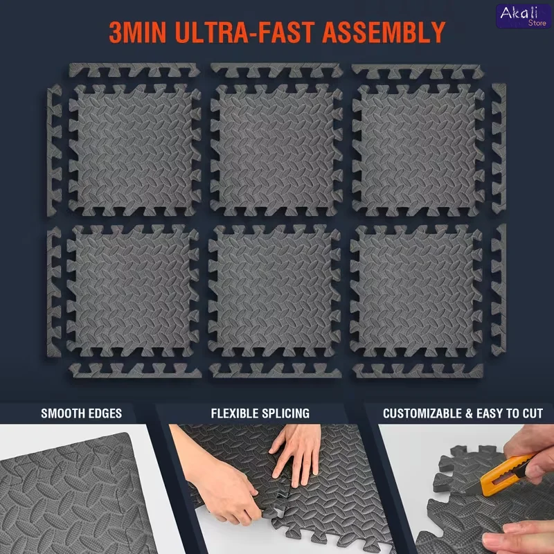 1Inch Thick EVA Foam Interlocking Gym Mats Heavy Duty Puzzle Exercise Floor Mat Home Gym Fitness Protective Flooring 8Pcs view 6