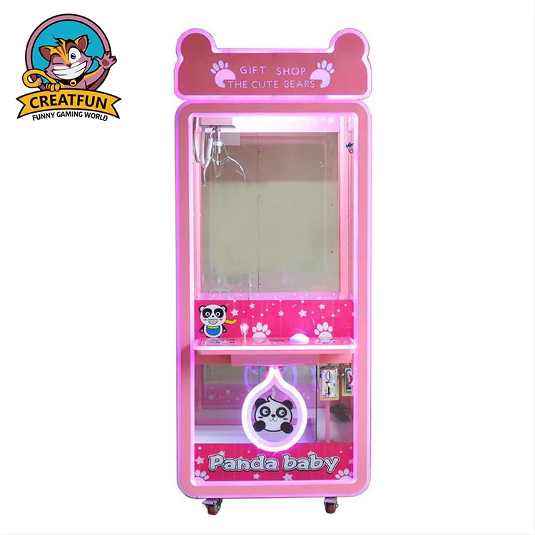 Coin Operated Full Transparent Vending Gift Doll Game Panda Baby Toy Claw Crane Machine Arcade